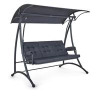M MCombo balancín Hollywood de 3 plazas con función de Cama, 3 Cojines de Asiento extragruesos y Ganchos silenciosos, balancín de jardín soporta hasta 300 kg, 193x119x185 cm 4025 (Gris)