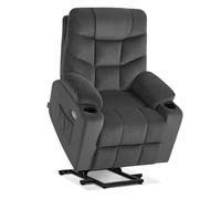 M MCombo Sillón de televisión con Ayuda para levantarse eléctrica, sillón con Ayuda para levantarse, sillón de televisión con función reclinable hasta 140°, con USB 7286 (Tejido, Gris Oscuro)