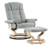 M MCombo sillón reclinable con Taburete, sillón TV Giratorio 360° con función reclinable, sillón TV Que soporta hasta 120 kg, sillón reclinable Moderno para salón, 9019 (Microfibra, Gris Claro)