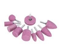M METERXITY 10-Pack Piedras De Esmeril Abrasivas Montadas, Brocas De Pulido Y Lijado De Óxido De Aluminio Con Vástago De 6mm, Juego De Puntas De 16mm De Diámetro Y 80 Granos [Rosa]