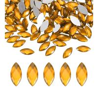 M METERXITY 100 Piezas De Piedras Efecto Ojo De Caballo, 15x7mm Lentejuelas Acrílicas Con Respaldo Plano Para Manualidades DIY/Joyería, Adhesivo De Cristales [Amarillo]