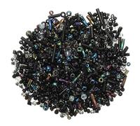 M METERXITY 1000-Pack Cuentas De Vidrio Mixtas, 1-4mm/0.04-0.16 Pulgada Cuentas Mini Tubo De Vidrio Para Hacer Aretes/Collares/Pulseras/Joyería [Negro]