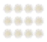 M METERXITY 12-Pack Flores de Chifón 3.94 X 3.94 Flores de Tela de Malla Flores de Chifón Completas Horquillas de Flores para Decoración del Hogar/Bodas/Diademas/DIY/Fiestas/Jardín [Beige]