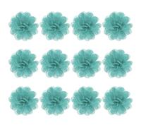 M METERXITY 12-Pack Flores de Chifón 7X7 Cm Tela de Malla Flores Completas de Chifón Clips de Pelo Flor para Decoración del Hogar/Boda/Diademas/DIY/Fiesta/Jardín [Turquesa]