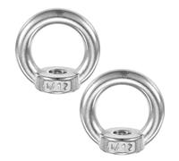 M METERXITY 2-Pack Tuerca Ojo De Elevación M12, 304 Acero Inoxidable Tuerca Ojo Métrica En Forma De Anillo Para Lámpara Colgante/Araña/Columpio [Tono Plateado]