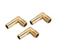 M METERXITY 2 Paquete Latón Manguera Espiga Accesorios - 90 Grado Codo Latón 10mm Espiga Reductor Aplicar Agua Combustible (1/4 PT Macho Tubería)