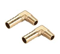M METERXITY 2 Paquete Latón Manguera Espiga Accesorios - 90 Grado Codo Latón 10mm Espiga Reductor Aplicar Agua Combustible (1/8 PT Macho Tubería)