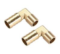 M METERXITY 2 Paquete Latón Manguera Espiga Accesorios - 90 Grado Codo Latón 16mm Espiga Reductor Aplicar Agua Combustible (3/8 PT Macho Tubería)