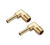 M METERXITY 2 Paquete Latón Manguera Espiga Accesorios - 90 Grado Codo Latón 6mm Espiga Reductor Aplicar Agua Combustible (1/4 PT Macho Tubería)