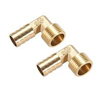 M METERXITY 2 Paquete Latón Manguera Espiga Accesorios - 90 Grados Codo Latón 14mm Espiga Reductor Aplicar Agua Combustible (1/2 PT Macho Tubería)