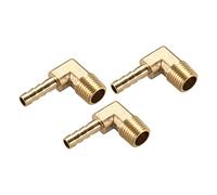 M METERXITY 3 Paquete Latón Manguera Espiga Accesorios - 90 Grado Codo Latón 6mm Espiga Reductor Aplicar Agua Combustible (1/4 PT Macho Tubería)