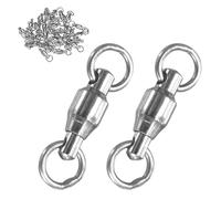 M METERXITY 30 Piezas De Rotadores De Pesca con Rodamientos De Bolas 0# 0.59 Pulgadas (15mm) Conectores De Línea De Pesca Acero Inoxidable para Pesca/Agua Salada [Plateado]
