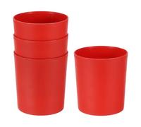 M METERXITY 4-Pack Macetas de Plástico, Maceteros de Plástico de 4 Pulgadas Redondos Contenedores de Macetas de Flores para Interior/Exterior/Jardín, Soporte para Plantas [Rojo]