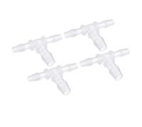 M METERXITY 4 Paquete Púa Manguera Accesorios - 6x10x6mm OD T Plástico Tubería Conectores Aplicar a Agua Combustible, Transparente(T Forma 3 Vía)