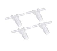 M METERXITY 4 Paquete Púa Manguera Montajes - 4x10x4mm OD T Plástico Tubería Conectores Aplicar a Agua Combustible, Transparente(T Forma 3 Vías)