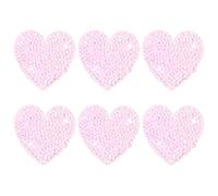 M METERXITY 6-Pack Parches De Corazón Con Strass Para Planchar 4.5cm Rosa Claro Aplicaciones Adhesivas Parches De Corazón Con Strass Para Manualidades/Reparación De Ropa/Zapatos/Bolso/Gorra