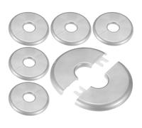 M METERXITY 6-Pack Wall Split Flange, 22mm[0.87"] ID ABS Round Self-Adhesive Escutcheon Plate Cover Buckle For Pipe Accessories/Floor/Ceiling, Plumbing Cover Plates [Silver, 80mm 3.15" OD]