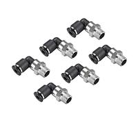 M METERXITY 6 Paquete 90 Grados Codo Empuje para Conectar Aire Manguera Accesorios, para Transporte Aire Agua, Aplicar Industrial (4mm Tubo OD, 1/8 NPT Rosca, Negro)