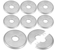 M METERXITY 8-Pack Wall Split Flange, 22mm[0.87"] ID ABS Round Self-Adhesive Escutcheon Plate Cover Buckle For Pipe Accessories/Floor/Ceiling, Plumbing Cover Plates [Silver, 80mm 3.15" OD]