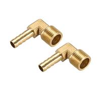 M METERXITY Latón Manguera Espiga Accesorios - 90 Grado Codo Latón 8mm Espiga Reductor Aplicar Agua Combustible (3/8 PT Macho Tubería)