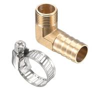 M METERXITY Latón Manguera Punta Accesorios - 90 Grados Codo 19mm Latón Tubo Conector con Manguera Abrazaderas Aplicar a Agua (G1/2 Macho Rosca)
