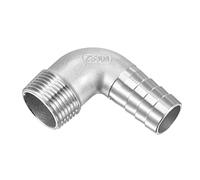 M METERXITY Manguera Púa Montajes - 90 Grados Codo Inoxidable Acero 25mm Tubo Conector Aplicar a Agua Combustible (G1 Macho Tubo)