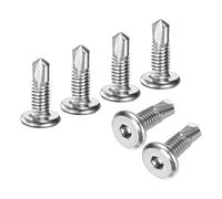 M METERXITY Paquete de 100 tornillos autorroscantes hexagonales, tornillos de cabeza plana de 1/4 x 3/4 pulgadas, tornillo de perforación de chapa de metal de acero inoxidable 410 para reparación del