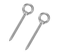 M METERXITY Paquete de 2 pernos de ojo de acero inoxidable 304 M8 x 100 mm, pernos de ojo autorroscantes para asegurar madera, columpio/colgar hamacas, color plateado
