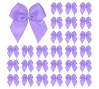 M METERXITY Paquete de 200 Mini Lazos de Cinta de 1x1 Pulgada de Tela a Cuadros de Satén Boutique para Manualidades DIY/Bolsas de Regalo/Lazos para el Cabello/Costura de Lazos/Boda [Morado]