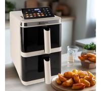 M mimotec - Air fryer Double Tech, Freidora de aire sin aceite, 11,6L con 2 Cestas de 5,8L, 3000W, 10 Menús, Pantalla táctil, 40-200°C, Deshidratación, Luz Interior y Piezas Lavables