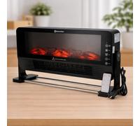 M Mimotec - Calefactor Eléctrico Black Calls 2000W con Efecto Llama, Silencioso <60 dB, con Control Remoto, Instalación en Suelo o Pared, Calefactor Decorativo para Interior