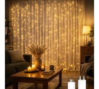 M mimotec - Cortina de Guirnalda Exterior LED Con USB, 3 * 2M de longitud, luz cálida de 2700k, IP65 Impermeable, ideal para terrazas y jardines. LM2962