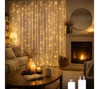 M mimotec - Cortina de Guirnalda Exterior LED Con USB, 3 * 3M de longitud, luz cálida de 2700k, IP65 Impermeable, ideal para terrazas y jardines. LM2963