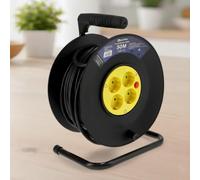 M mimotec - Enrollacables Exterior 50 Metros 4 Tomas 3200W 16A | Cable H05VV-F 3x1,5 mm² | Carrete Eléctrico con Protección Infantil | Alargador para Jardín, Garaje, Taller y Hogar
