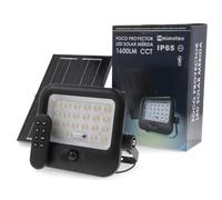 M mimotec-Foco Proyector LED Solar Exterior 1600Lm CCT con Sensor Movimiento PIR, Luz LED Regulable IP65, Panel Solar Independiente para Jardín, Terraza y Exterior