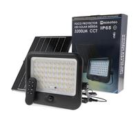 M mimotec -Foco Proyector LED Solar Exterior 3200Lm CCT con Sensor Movimiento PIR, Luz Regulable IP65, Panel Solar Independiente de Alta Potencia para Jardín y Terraza