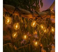 M mimotec - Guirnalda Exterior Cable Eléctrico 7,5M, 25 Bombillas, Luz Cálida 2700K, IP44 Impermeable, Decoración para Terraza, Entrada, Patio y Jardín