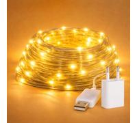 M mimotec - Guirnalda Exterior LED Con USB, 15M de longitud, luz cálida de 2700k, IP65 Impermeable, decorativo, ideal para terrazas y jardines. LM2967