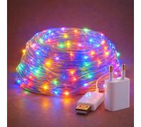 M mimotec - Guirnalda Exterior LED Con USB, 15M de longitud, luz multicolor con efectos, IP65 Impermeable, ideal para terrazas y jardines. LM2968.