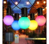 M mimotec - Guirnalda Led Solar Exterior 6,5M, color regulable RGB, 10 Bombillas, IP54 Impermeable, Decoración Jardín, Patio, Fachada, Terraza