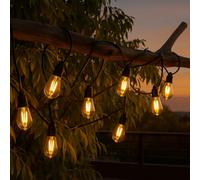 M mimotec - Guirnalda Led Solar Exterior 6,5M, Luz cálida 2700K, 10 Bombillas, IP54 Impermeable, Decoración Jardín, Patio, Fachada, Terraza