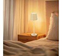 M Mimotec - Lámpara LED de Sobremesa Beige Serena 2W, Recargable, Regulable, 3 Temperaturas de Color (3CCT), con Batería 1200mAh e Incluye Cable USB