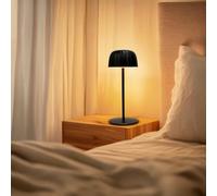 M Mimotec - Lámpara LED de Sobremesa Black Gonza 2W, Recargable, Regulable, 3000K, IP44, con Batería 1800mAh e Incluye Cable USB