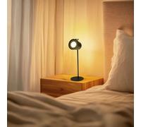 M Mimotec - Lámpara LED de Sobremesa Black Leni Negra, 2W, Luz Regulable 3CCT, Batería Recargable USB, Diseño Moderno