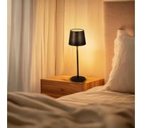 M Mimotec - Lámpara LED de Sobremesa Black Serena 2W, Recargable, Regulable, 3 Temperaturas de Color (3CCT), con Batería 1200mAh e Incluye Cable USB