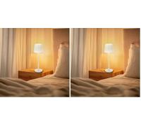 M mimotec - Lámpara LED de Sobremesa White Serena 2W, Recargable, Regulable, 3 Temperaturas de Color (3CCT), con Batería 1200mAh e Incluye Cable USB (Paquete de 2)