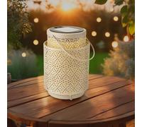 M mimotec - Lámpara LED Solar de Sobremesa Casablanca Beige, Luz Cálida 2500K, Regulable,Resistente al agua IP44, Batería Integrada, Ideal para Terraza y Jardín