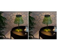M mimotec - Lámpara LED Solar de Sobremesa Green Hearth, Luz Cálida 2500K, Regulable,Resistente al agua IP44, Batería Integrada, Ideal para Terraza y Jardín (Paquete de 2)