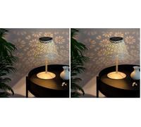 M mimotec - Lámpara LED Solar de Sobremesa White Hearth, Luz Cálida 2500K, Regulable,Resistente al agua IP44, Batería Integrada, Ideal para Terraza y Jardín (Paquete de 2)
