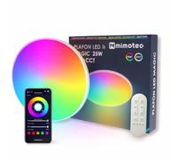 M mimotec - Plafón de Techo LED Smarthome Magic, Regulable de 25W, 300 mm, Luz Que Cambia de Color RGB+CCT, Manejo desde Control Remoto y App, Adecuada Para Baño, Dormitorio, MI6015